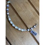 Handmade Custom "Kristen" Name Bracelet With Purple & White Beads Silver Accents Lobster Photo 2