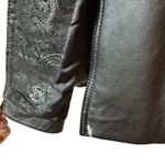 Vintage Winlit Leather Trench Coat S Black Paisley Embossed 80s Western Korea Photo 10