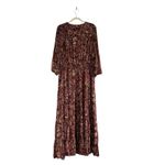 Halogen  Lace-Up Front Tiered Maxi Dress Long Sleeve Gold Floral Romantic Sz XXL Photo 2