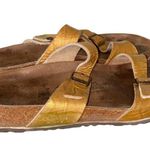 Birki's by Birkenstock soft footbed big buckle sandals Gold L10 M8 Size 10 Photo 6