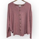 Umgee  Berry Waffle Knit Button Front Lightweight Cardigan Scoop Hem Size M Photo 1