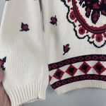 Vintage York Fair For Seiferts Womens Sweater Small White Floral Pattern Cottage Photo 2