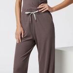 Vuori Womens Ribbed Knit Pose Henley Athleisure Jumpsuit Size M Chocolate Brown Photo 0