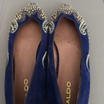 ALDO  Blue‎ Leather Studded Embroidered Pointed Toe Flats Size 6 Photo 5