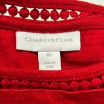 Charter Club  Women's Red Crochet Sleeve Top Photo 2
