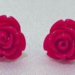 Pink Flower Stud Earrings One Pair Photo 1