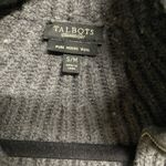 Talbots 100% Merino Wool Gray Zip Up Sweater Cape with Ribbed Texture Photo 3
