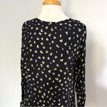 H&M  Navy Blue Yellow White Long Sleeve Floral Dress Size 12 Photo 2