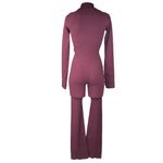Athleta Alicia Keys Goddess Red Rib Long Sleeve Zip Up Bodysuit Jumpsuit XXS Purple Photo 3