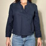 None Asymmetric Blue Long sleeve Business Casual Top Size Small Photo 0