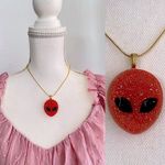 Hot Topic Red Alien resin Pendant Necklace Photo 1