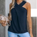 Cupshe  Sleeveless Navy Crossover top, NWOT Photo 0