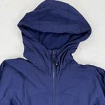 Lululemon  Reversible Navy Blue Hooded Zip Up Athletic Jacket Thumbholes Size 10 Photo 8
