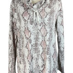 Calvin Klein  Medium Sweatshirt Snake Print Cowl Neck Stretch Long Sleeves Slits Photo 0