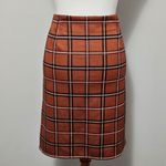 LOFT Outlet Orange & Brown Windowpane Plaid Aline Skirt Size Large Academia Photo 4