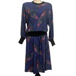 Vintage Blue Red and Black‎ Paisley Dress Sz L Size L Photo 1