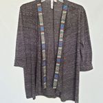 Francesca's Womens Cardigan Size Large Alya Open Gray Tribal trim Waterfall Photo 2