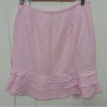 Loft  Ann Taylor Pastel Pink Linen Two Pc Vest Bow Top and Skirt - Petite Size 8 Photo 6