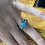 Sleeping Beauty Turquoise Sterling Silver Dragon Ring Size 7 Photo 3