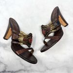 Giuseppe Zanotti NEW Vicini Vintage Y2K Leather Jeweled Mule Sandal Heel Bronze Photo 3