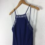 Lovers + Friends Slip Maxi Dress Medium Sheer Bliss Navy Lace Low Back Wedding Photo 8