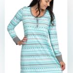LAZY ONE Pajama Long Sleeve Shirt Nordic Snowman Christmas Print Light Blue S/M Photo 3