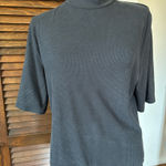 A New Day Black Ribbed Short Sleeve Mock Turtleneck Top Photo 0