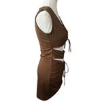 White Fox Boutique White Fox Brown Cutout Mini Dress Ruched Bodycon Sleeveless Party Cocktail‎ Sz M Photo 3