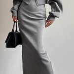 Commense Gray Solid Long Sleeve Zip Crop Hoodie Size M Photo 0