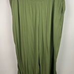 Catherines  Olive Green Elastic Smocked Pull On Gauze Flowy Pockets Pants Size 3X Photo 0
