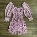 ZARA Draped baloon sleeves purple Floral dress Photo 3