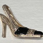 BEST Enamel Coated High Heel Shoe Pendant Black Cream Casual Bold 1.25” Long Photo 3