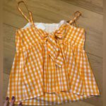J.Crew NWT  Orange White plaid gingham strappy tie back tank top Photo 4
