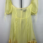 Serpenti Yellow Lulu Sheer Mesh Satin Puff Sleeve Fairy Babydoll Dress Size M Size M Photo 0