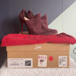 Christian Louboutin  Duegueclina 100 Veau Velours Booties, Plum, Size 37 Photo 0