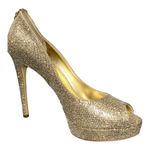 Michael Kors  Sparkling Gold Peep-Toe Heels excellent condition size 5 Photo 3