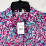 J.Crew Beach Shirtdress Floral Cotton Lightweight Long Sleeve Purple XXS NWT Photo 6