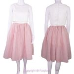 Vintage princess dress organza pink fit and flare with white sequin top Size XXS Photo 15