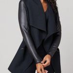 Spanx  Faux Leather Drape Front Jacket Very Black Edgy Motorcycle Gothic Coat XS Photo 0