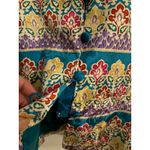 Adrianna Papell  Safe Silk Blouse Top Short Sleeve‎ Floral Paisley Teal Purple Photo 6