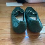 Isaac Mizrahi  Emerald Suede Loafers with Gold Detail Photo 4