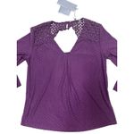 Daniel Rainn Daniel Rain Purple Plum Long Sleeve Lace Cutout 3/4 Length Blouse Size Medium Photo 1