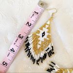 Handmade Miyuki Beaded Fringe Boho Earrings Gold Photo 2