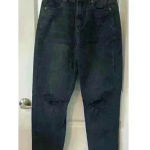 American Eagle  Womens Jeans Black Size 4 Xlong Mom Straight Jean distressed Photo 0