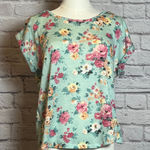 Almost Famous  Floral Knit Back Tie Split Back Top w/ Lace Detail Size M Photo 0