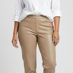 Spanx  Vegan Leather Straight Cigarette Leg Pants Toffee Beige Sz XL Photo 0