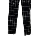 ZARA  Plaid Flat Front Elastic Waist Slim Cropped Pants Pockets XS Black White Photo 6