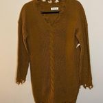 Full Circle Trends NWT  Distressed Mustard Yellow Sweater Dress Size L Photo 1