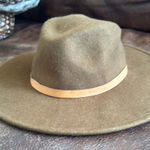 None Brown wool Wide Brim Hat with Tan Band Photo 0
