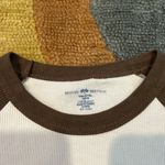 Brandy Melville Bella Tee Ribbed Short Sleeve Crop Top  White Brown One Size Photo 1